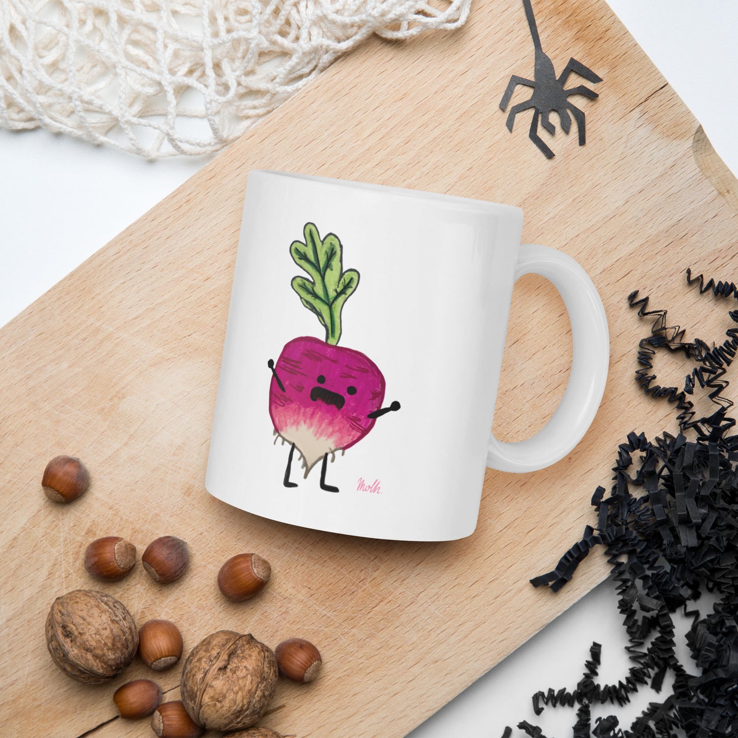 Mr. Radish White glossy mug, upgrade, molh, style